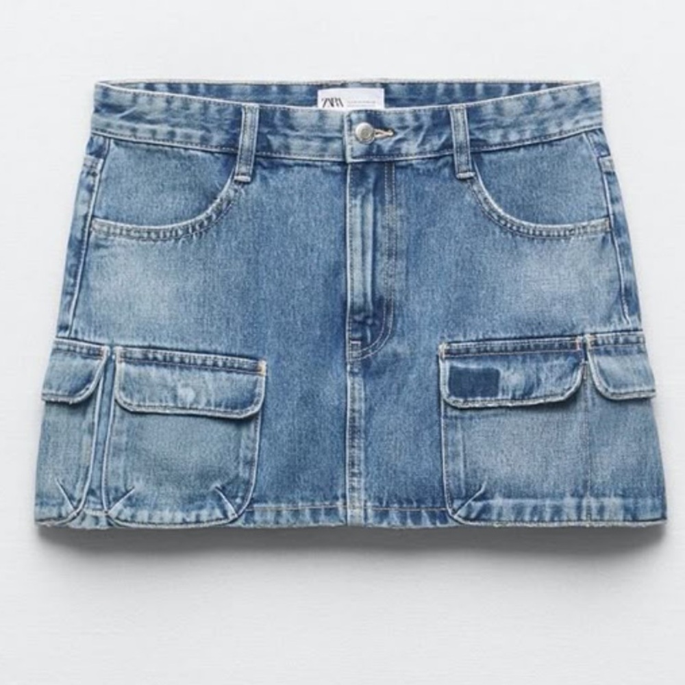 Zara Denim Cargo Mini Skirt